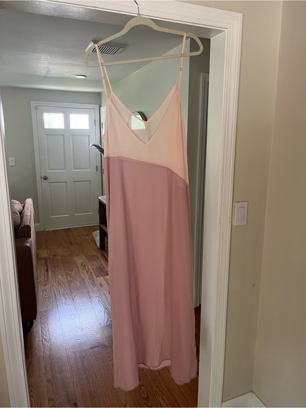 LULUS Sheer Colorblock Asymmetrical Long Coverup Dress, PINK LARGE